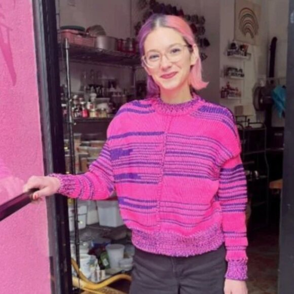 ISABEL MARANT Etoile Zelma Pink Purple Knit CHUNKY Sweater Jumper SMALL FR 36 - Picture 6 of 7